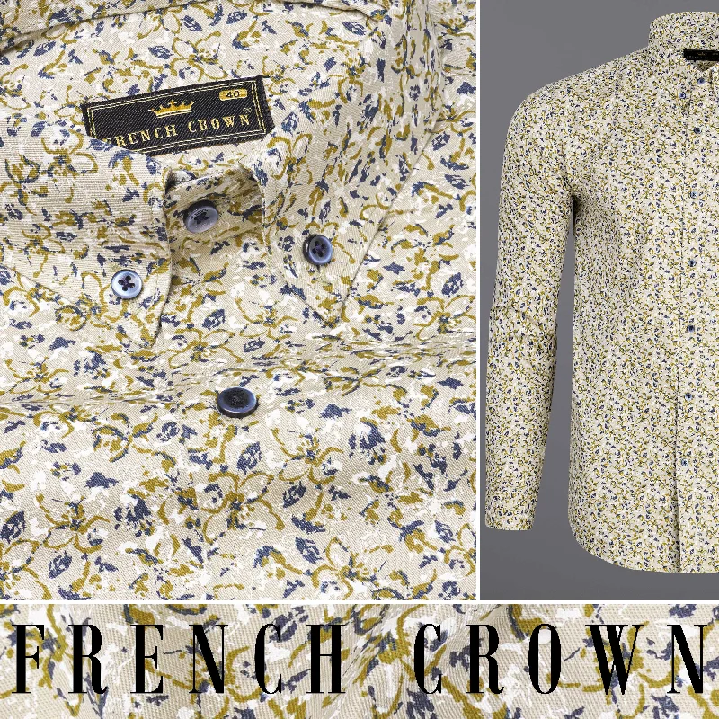 Blanc Brown Ditzy Print Royal Oxford Shirt Sporty Men's Athleisure 