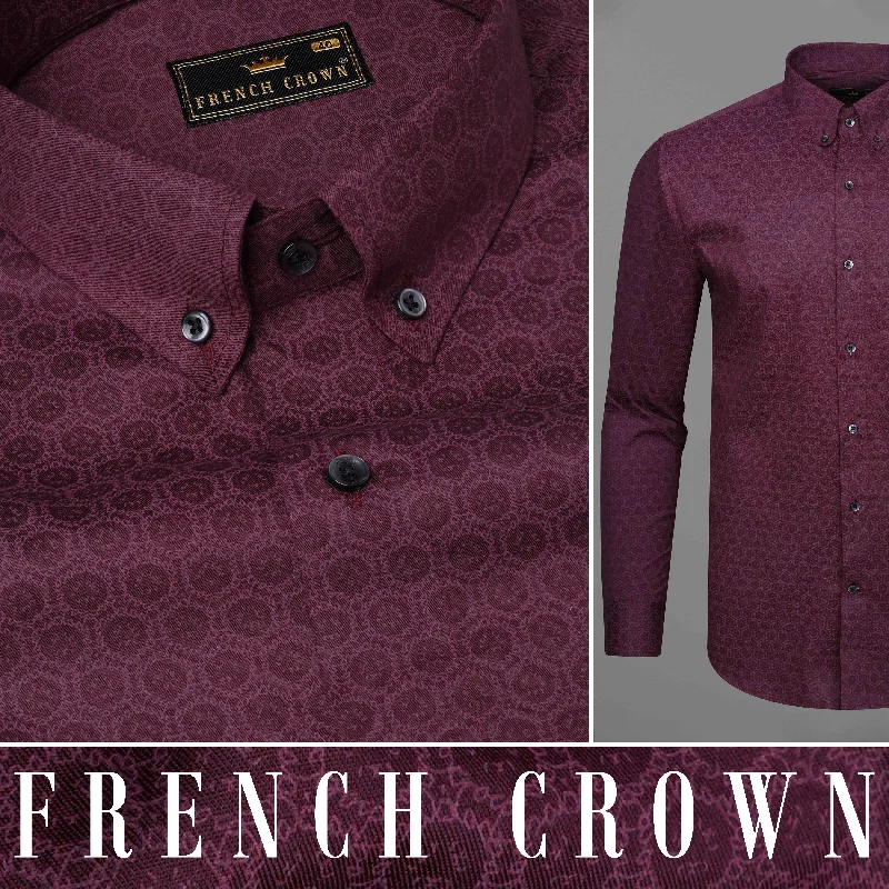 Castro Marron and Camelot Light Maroon Printed Premium Cotton Shirt Unique Men's Patch