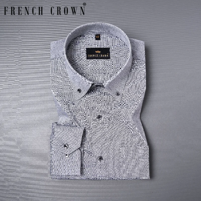 French Grey Royal Oxford Shirt Youthful Men's Anime