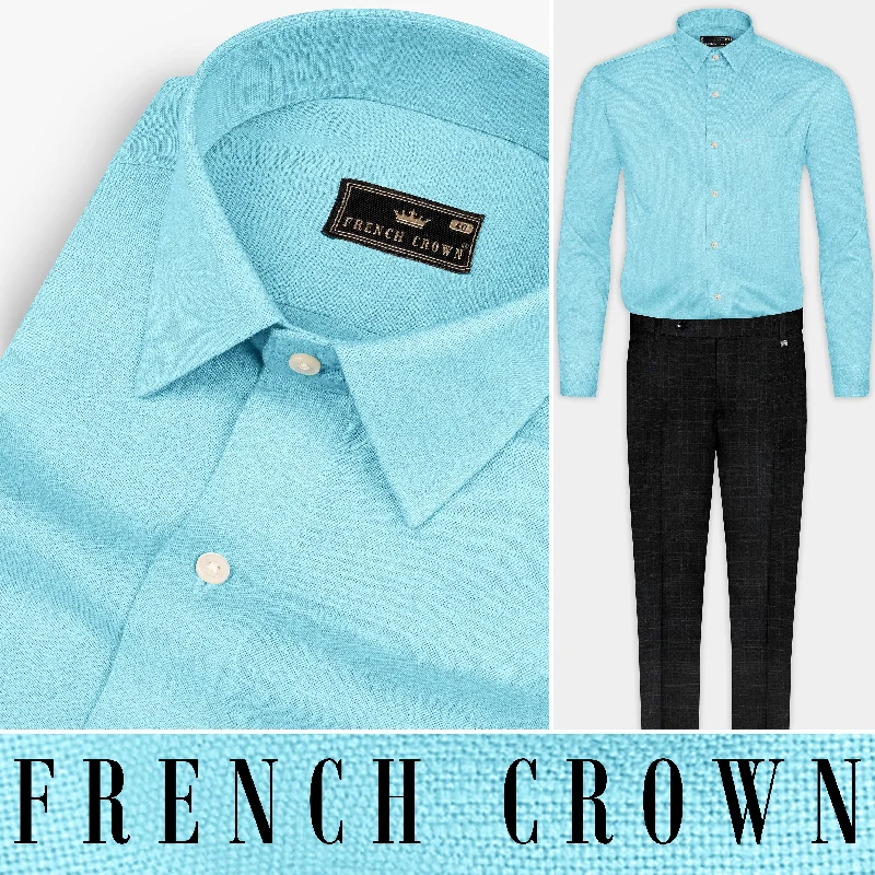 Tiffany Blue Luxurious Linen Shirt Trendy Men's Bucket