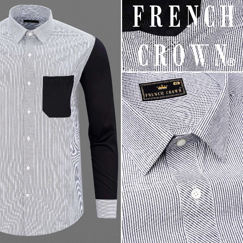 Jade Black and White Pinstriped Premium Cotton Designer Shirt Practical Men's Multi