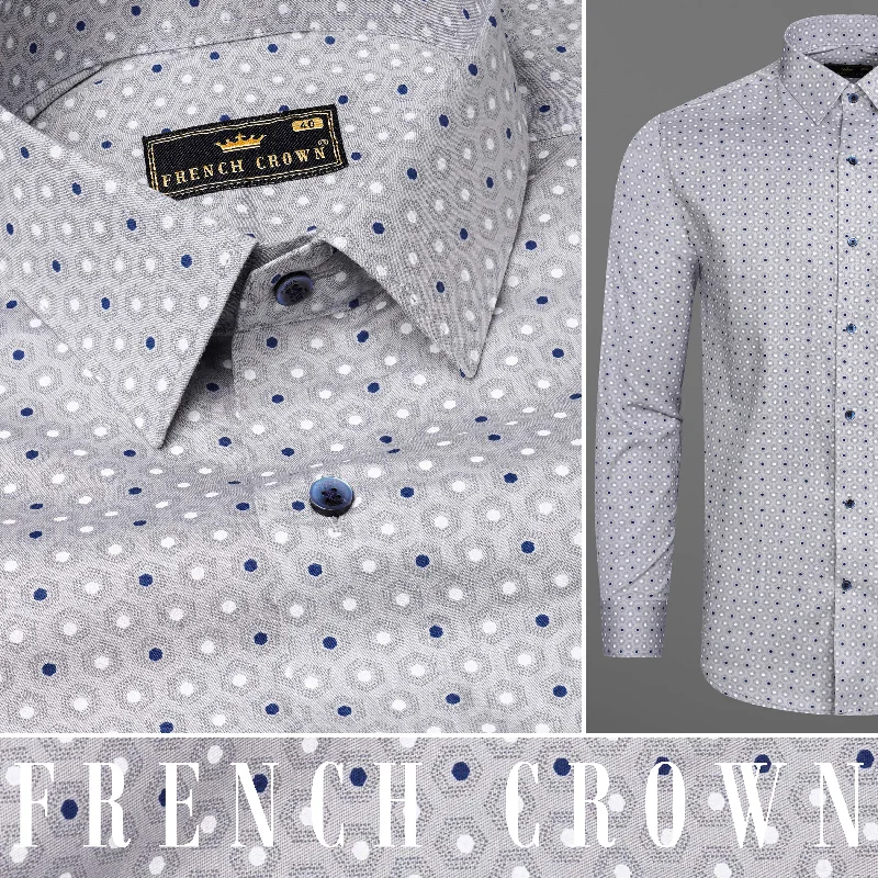 Languid Gray Pentagonal Printed Royal Oxford Shirt Traditional Men's Wool