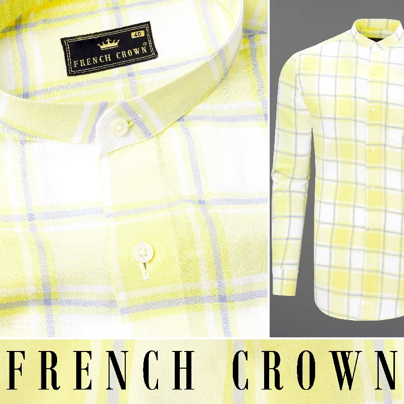 Sandwisp Yellow Plaid Premium Tencel Linen Blend Shirt Monochromatic All