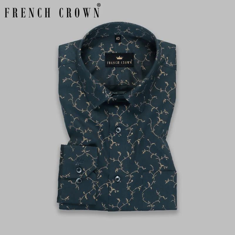 Charade Branches Printed Premium Cotton Shirt Refined Men's Velvet