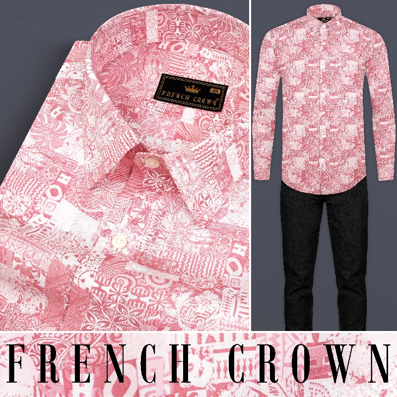 Froly Pink Tribal Printed Premium Cotton Shirt Relaxed Men's Australian 