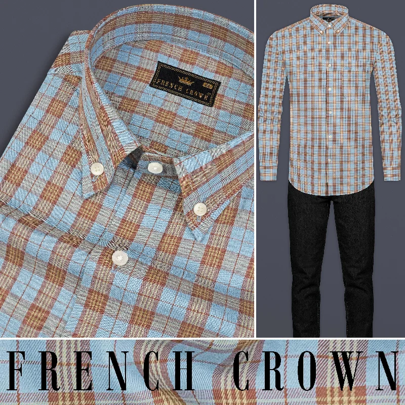 Cloudy Blue Plaid Twill Premium Cotton Shirt Adventure