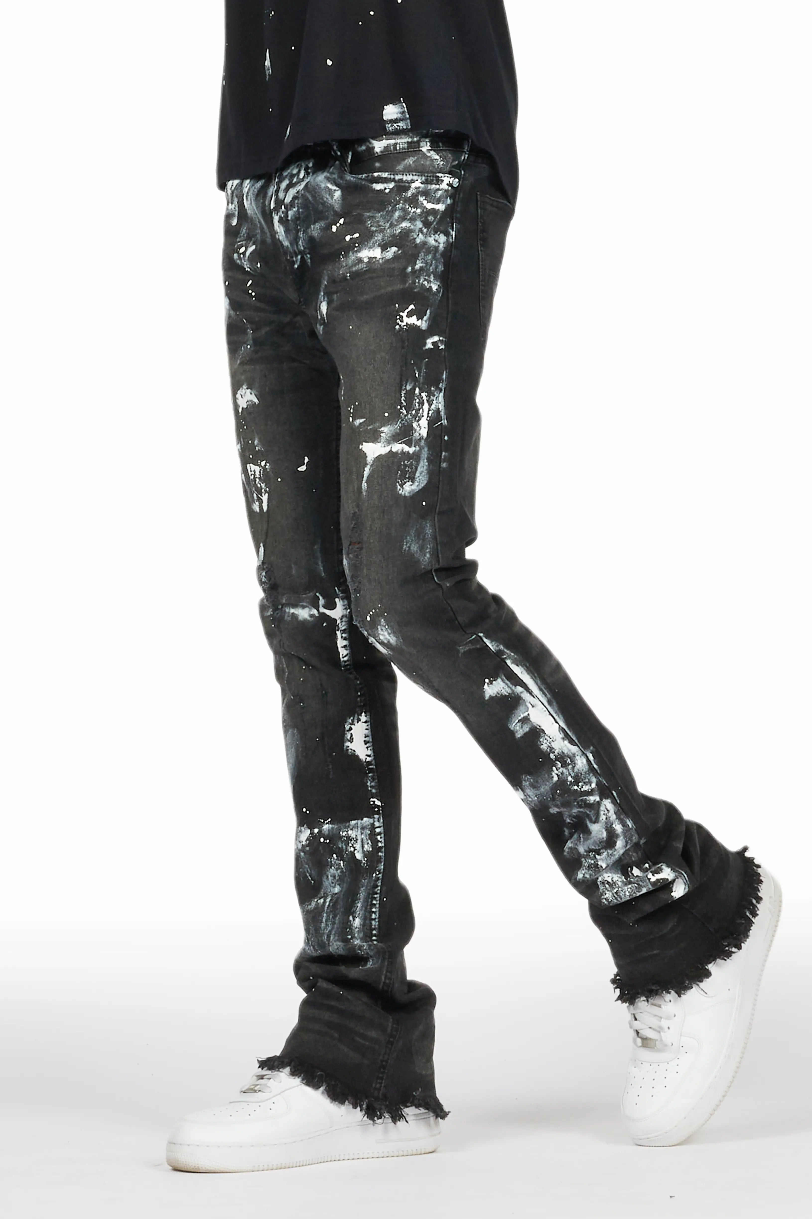 Cale Black Painter Stacked Flare Jean Dynamic Men's High