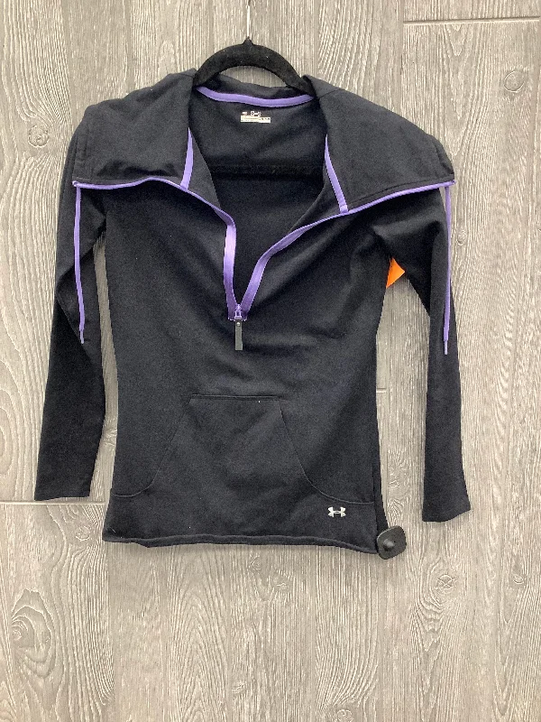 Athletic Top Long Sleeve Collar By Under Armour In Black & Purple, Size: Xs Bold Men's Statement