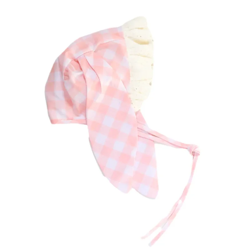 Peach Check Ear Bonnet Elegant Men's Cashmere