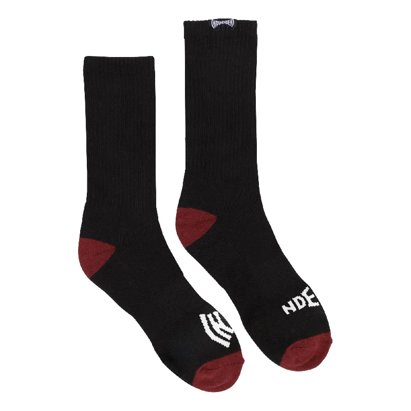 Independent Span Split Crew Socks Black/Burgundy Sporty Men's Athleisure 