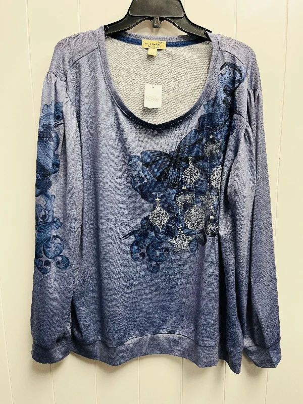 Top Long Sleeve By One World In Blue, Size: Xxl Casual Men's Short