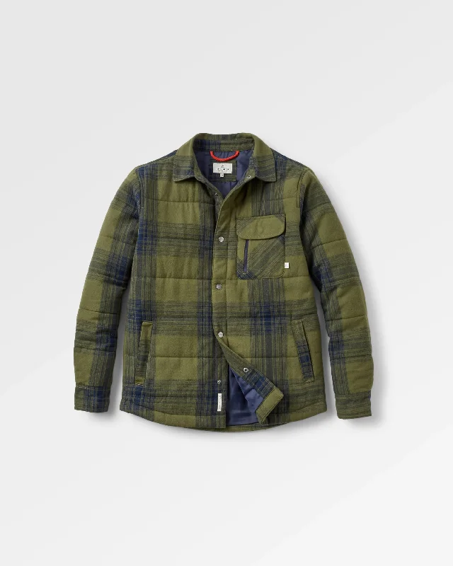 Taranaki Quilted Overshirt - Navy/Khaki Check British Gentleman Style