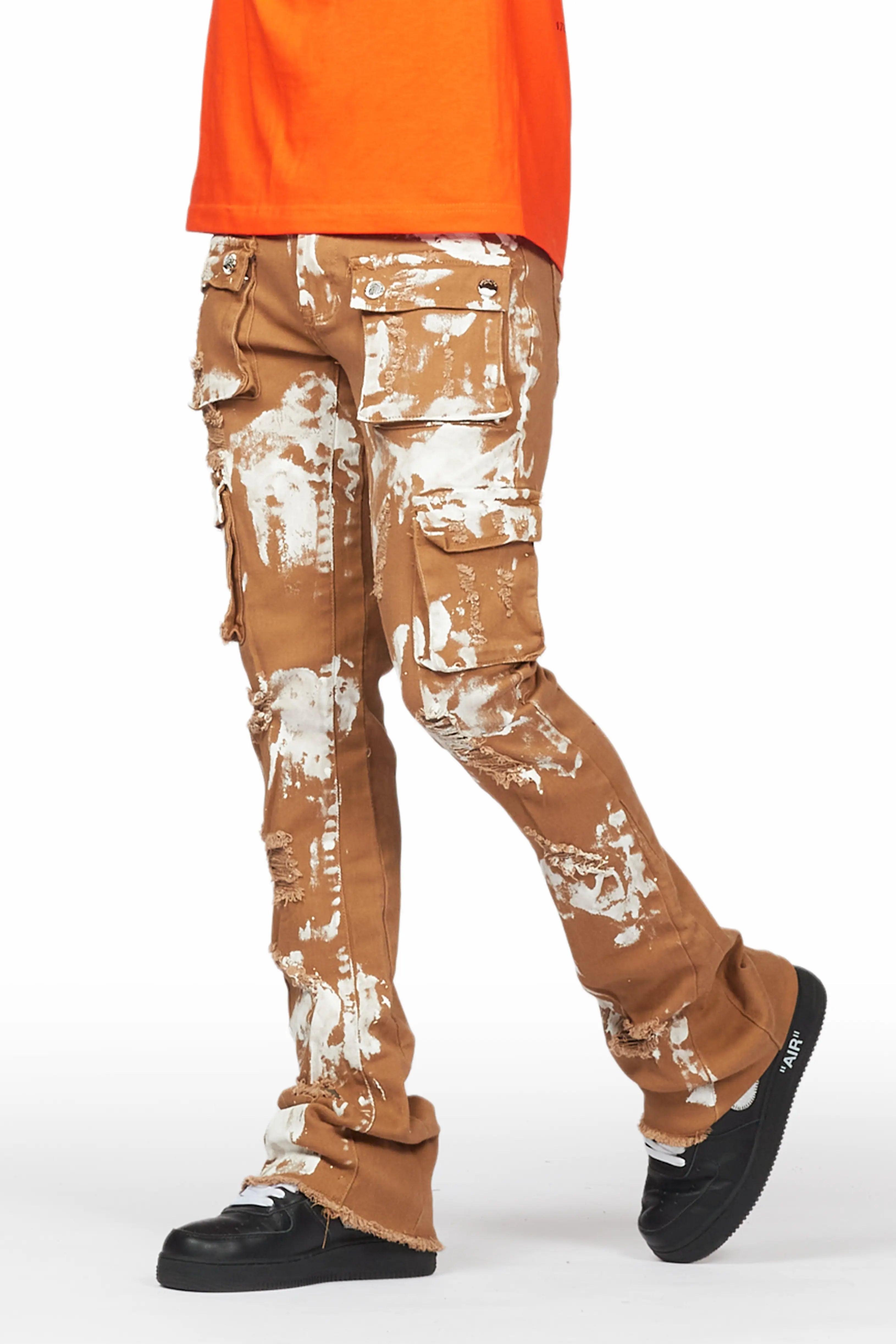 Galeno Tan Painter Stacked Flare Jean Monochromatic All