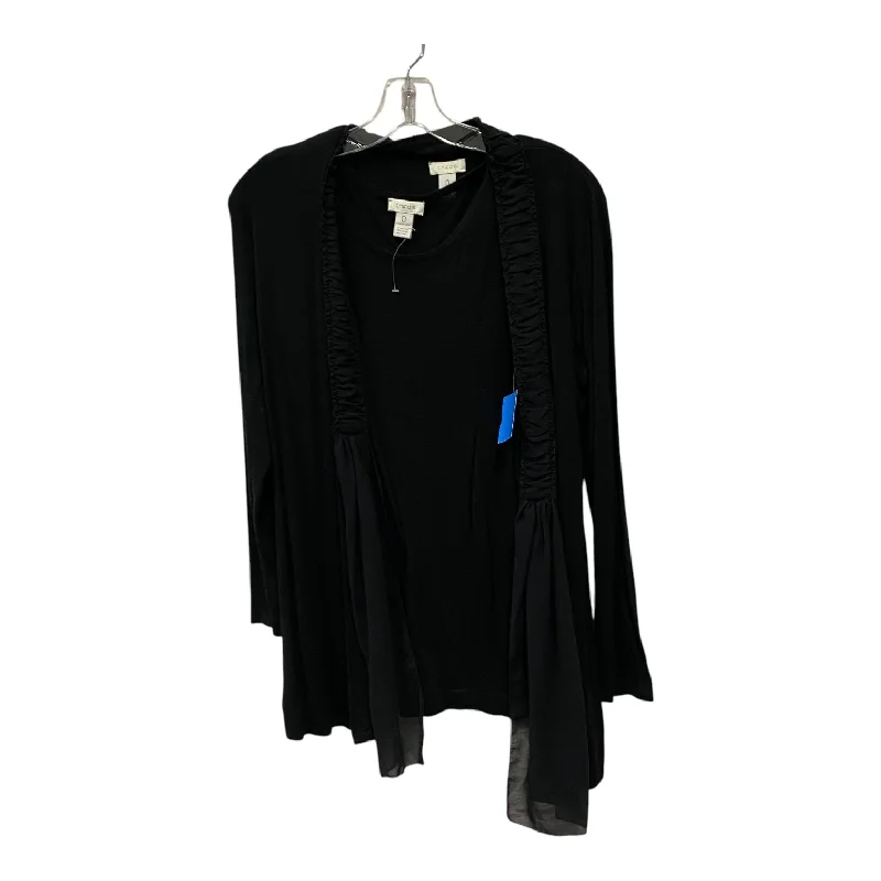 Top sweater cardigan Ls By Chicos In Black, Size:S Masculine Men's 