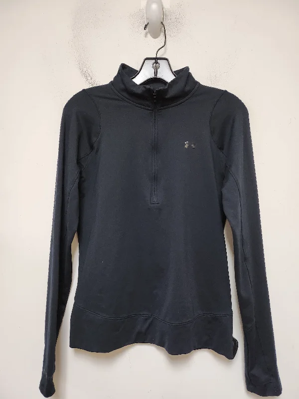 Athletic Top Long Sleeve Collar By Under Armour In Black, Size: S Trendy Men's Oversized