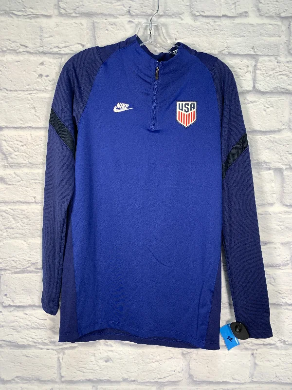 Athletic Top Long Sleeve Collar By Nike Apparel In Blue, Size: S Casual Men's Loose