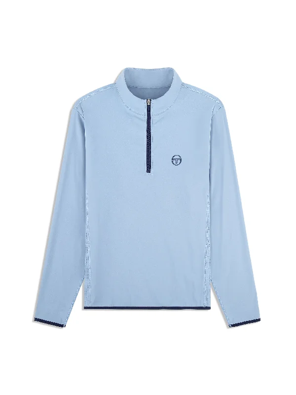 Elio 1/4 Zip Pullover- Faded Denim Laid