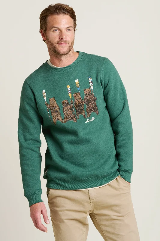 Bear Crew Neck Sweatshirt Unique Men's Patch