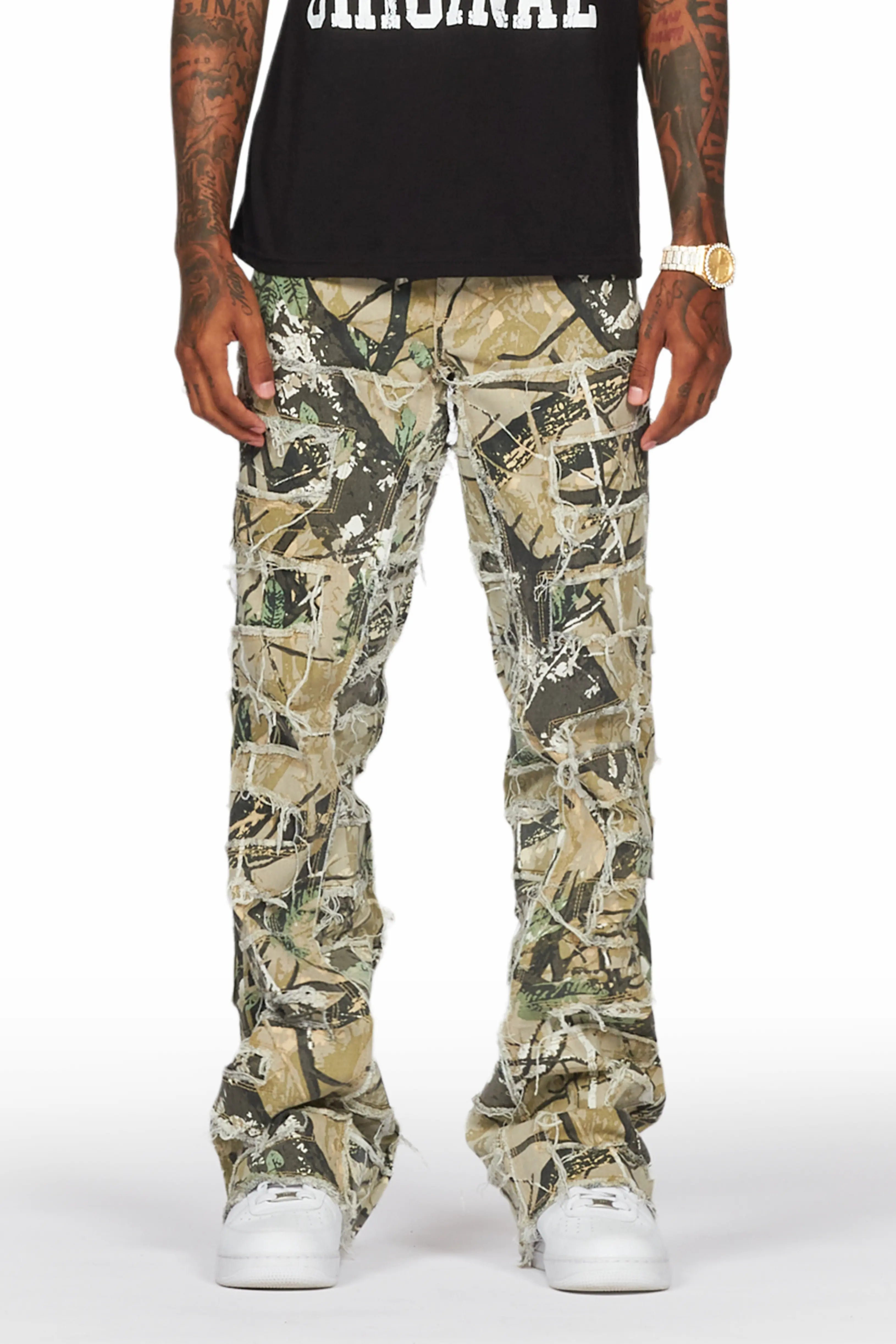 Saide Tree Camo Baggy Cargo Stacked Jean Sophisticated Men's French