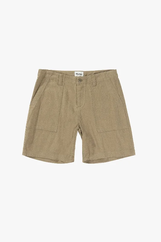 Worn Path Textured Linen Short Olive Traditional Men's Wool