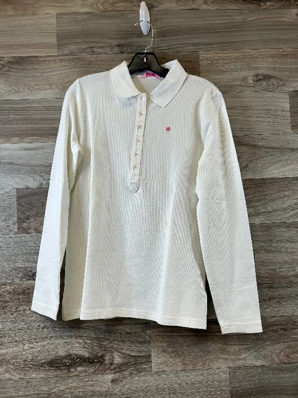 Top Long Sleeve Designer By Lilly Pulitzer In White, Size: L Masculine Men's 