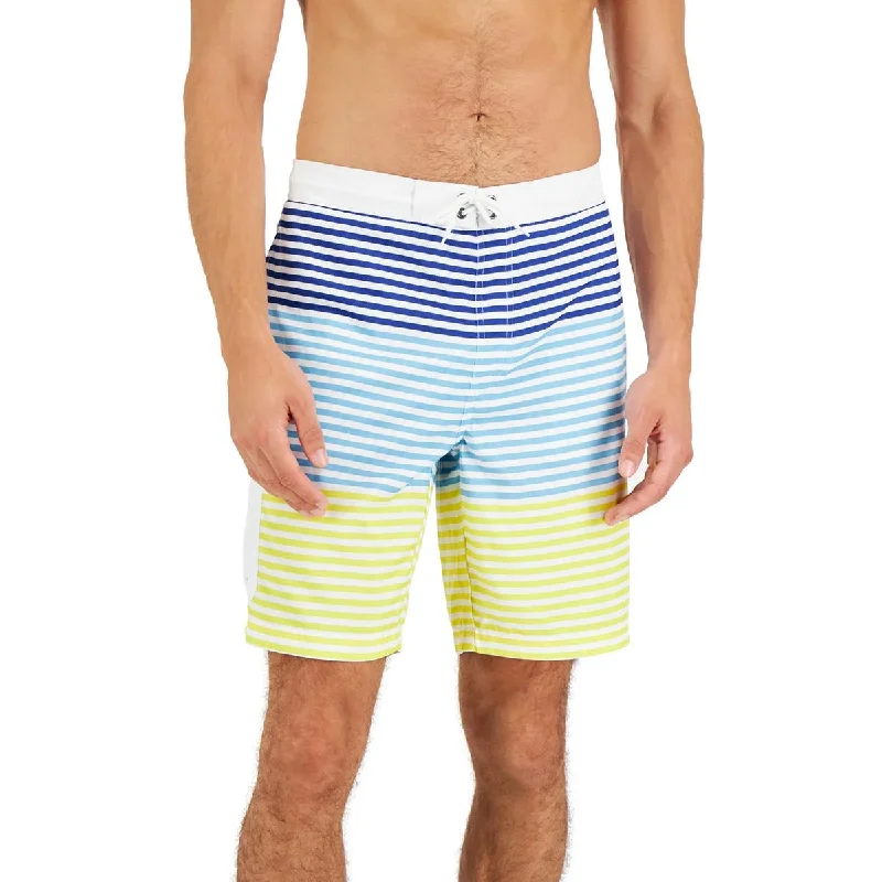 Club Room Mens Striped 9" Inseam Swim Trunks Beach