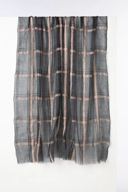 Kinross Cashmere Plaid Lurex Shawl Relaxed Men's Beach