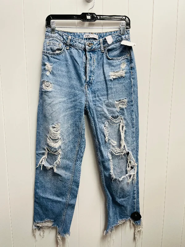 Blue Denim Jeans Cropped Zara, Size 6 Artistic Men's Hand