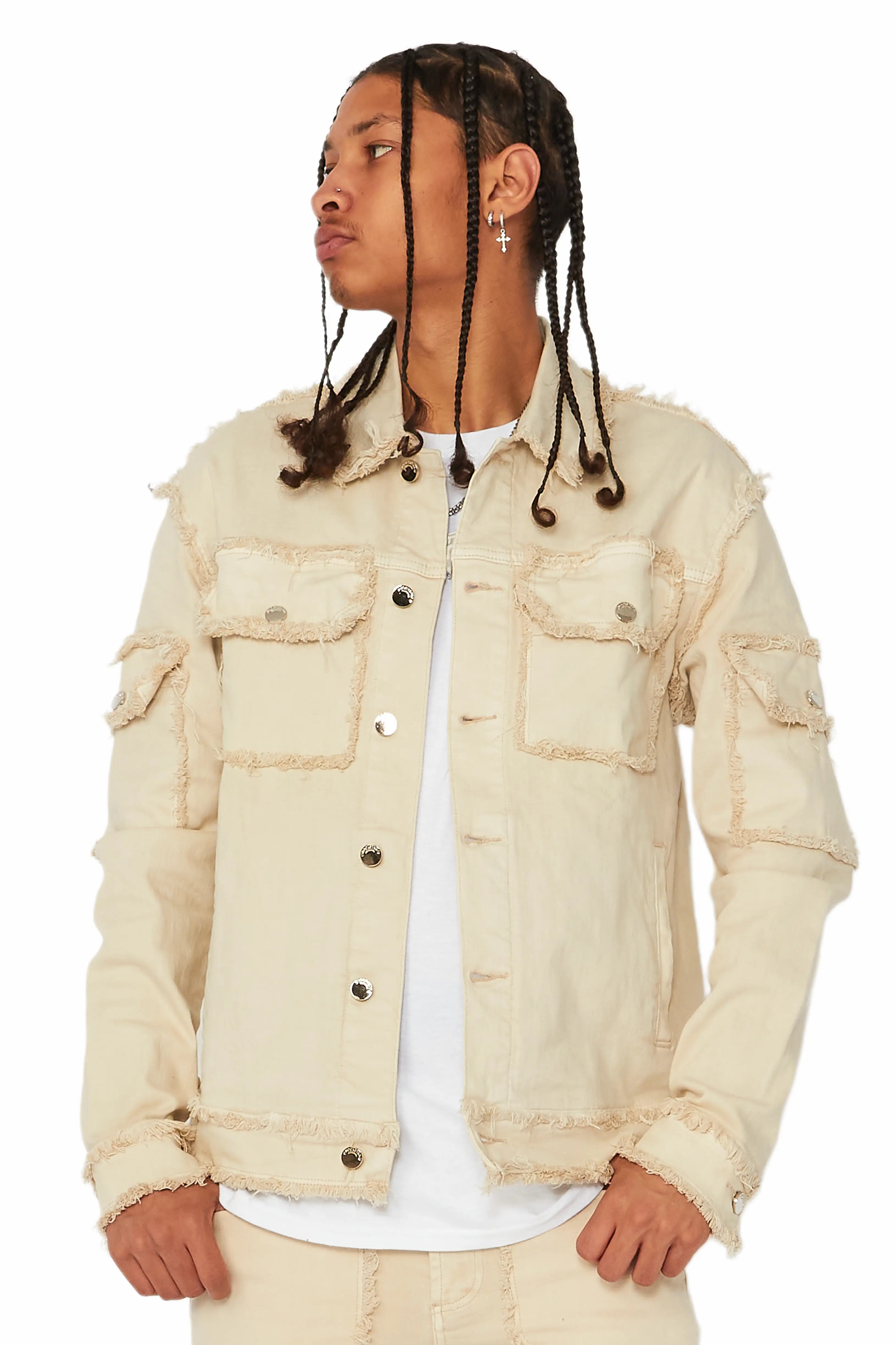 Tyrell Beige Jean Jacket Confident Men's High