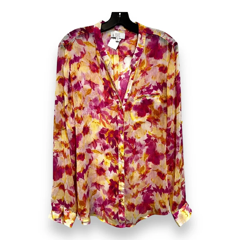 Blouse Long Sleeve By Kut In Floral Print, Size: Xl Refined Men's European