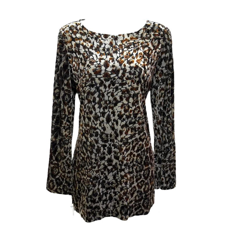 Printed Burn Out Velvet Stretch Blouse By Susan Graver In Animal Print, Size: S Practical Men's Quick