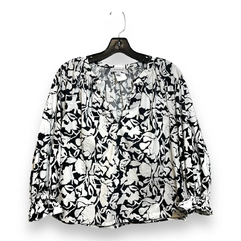 Top 3/4 Sleeve By Clothes Mentor In Black White, Size: Xs Monochromatic All