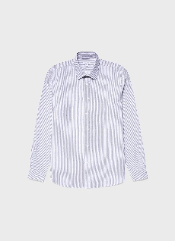 Men's Oxford Shirt in White/Navy Tailored