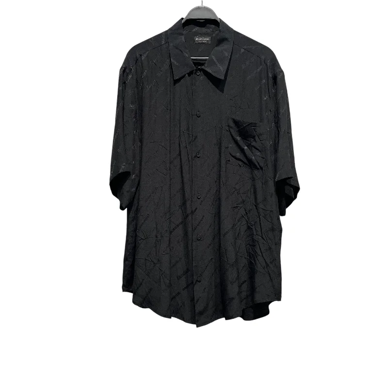 BALENCIAGA/SS Shirt/L/Silk/BLK/BALENCIAGA BUTTON UP Sporty Men's Tennis