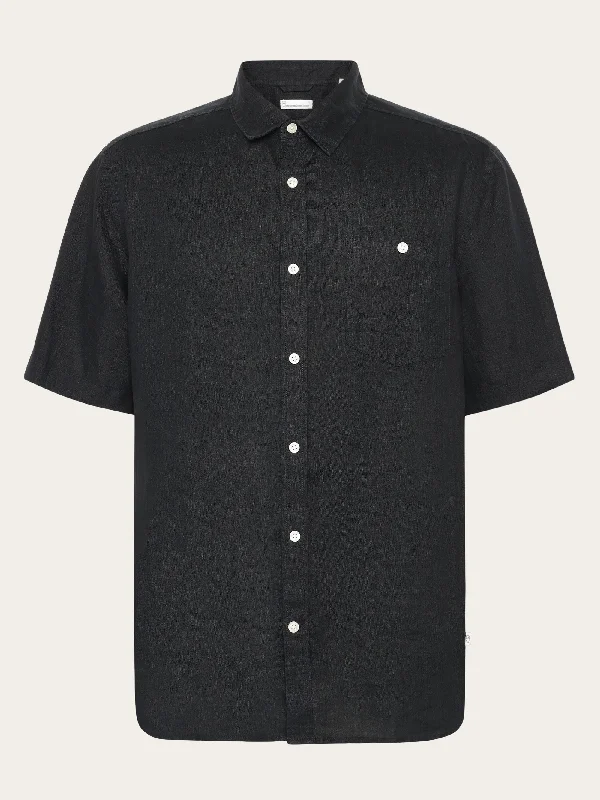 Custom fit linen short sleeve shirt - Black Jet Casual Men's Japanese 