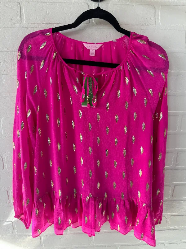 Top Long Sleeve Designer By Lilly Pulitzer In Pink, Size: S Relaxed Men's Australian 