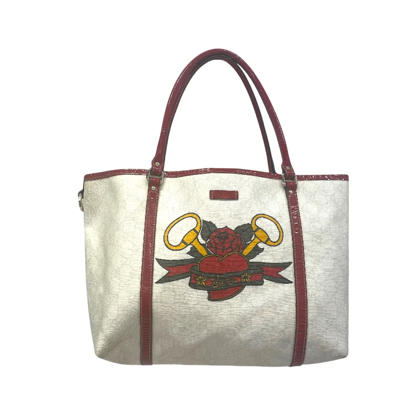 GUCCI/Tote Bag/Monogram/Cotton/CRM/Gucci Heart Confident Men's Power