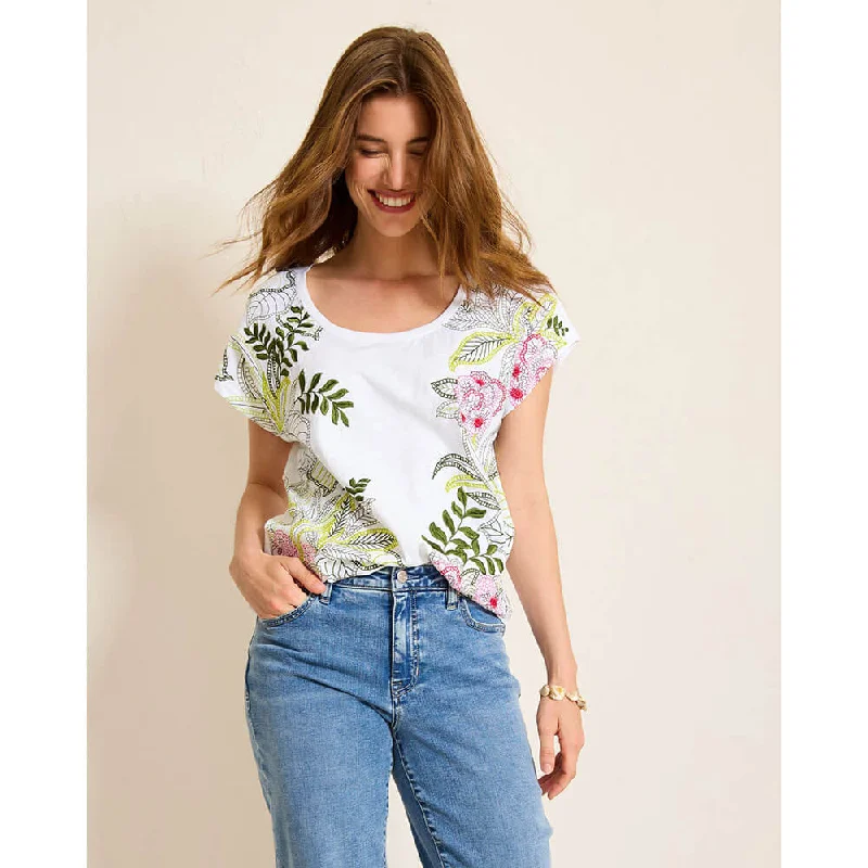 Tommy Bahama Women's Blooming Laelia Lux T-Shirt - White Laid