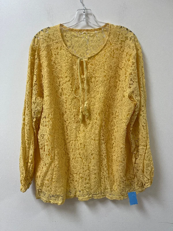 Top Long Sleeve By Clothes Mentor In Yellow, Size: 3x Sophisticated Men's French