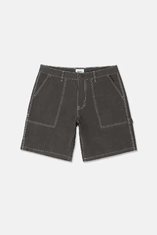 Contrast Stitch Carpenter Short Charcoal Refined Men's European