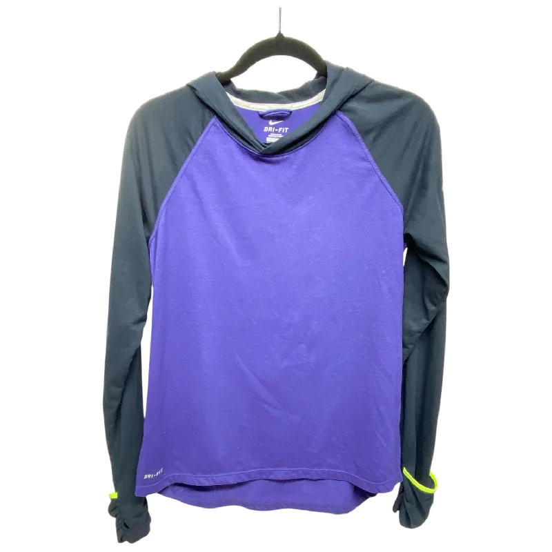 Athletic Top Long Sleeve Hoodie By Nike In Black & Purple, Size: M Stylish Men's Neon