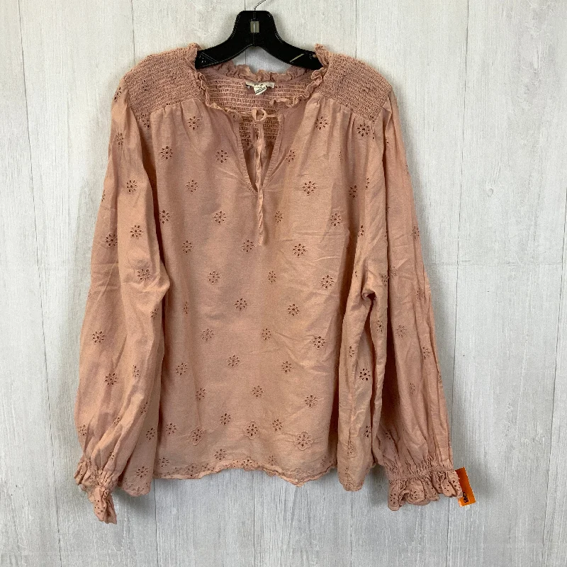 Top Long Sleeve By Clothes Mentor In Pink, Size: 3x Gym