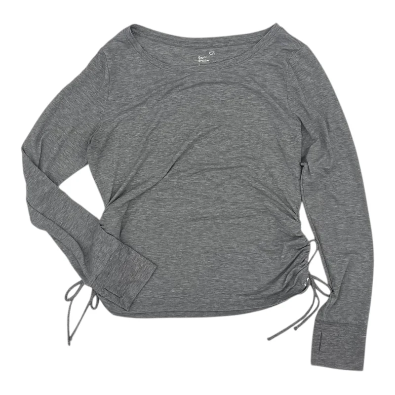 Athletic Top Ls Crewneck By Gapfit In Grey, Size:L Monochromatic All