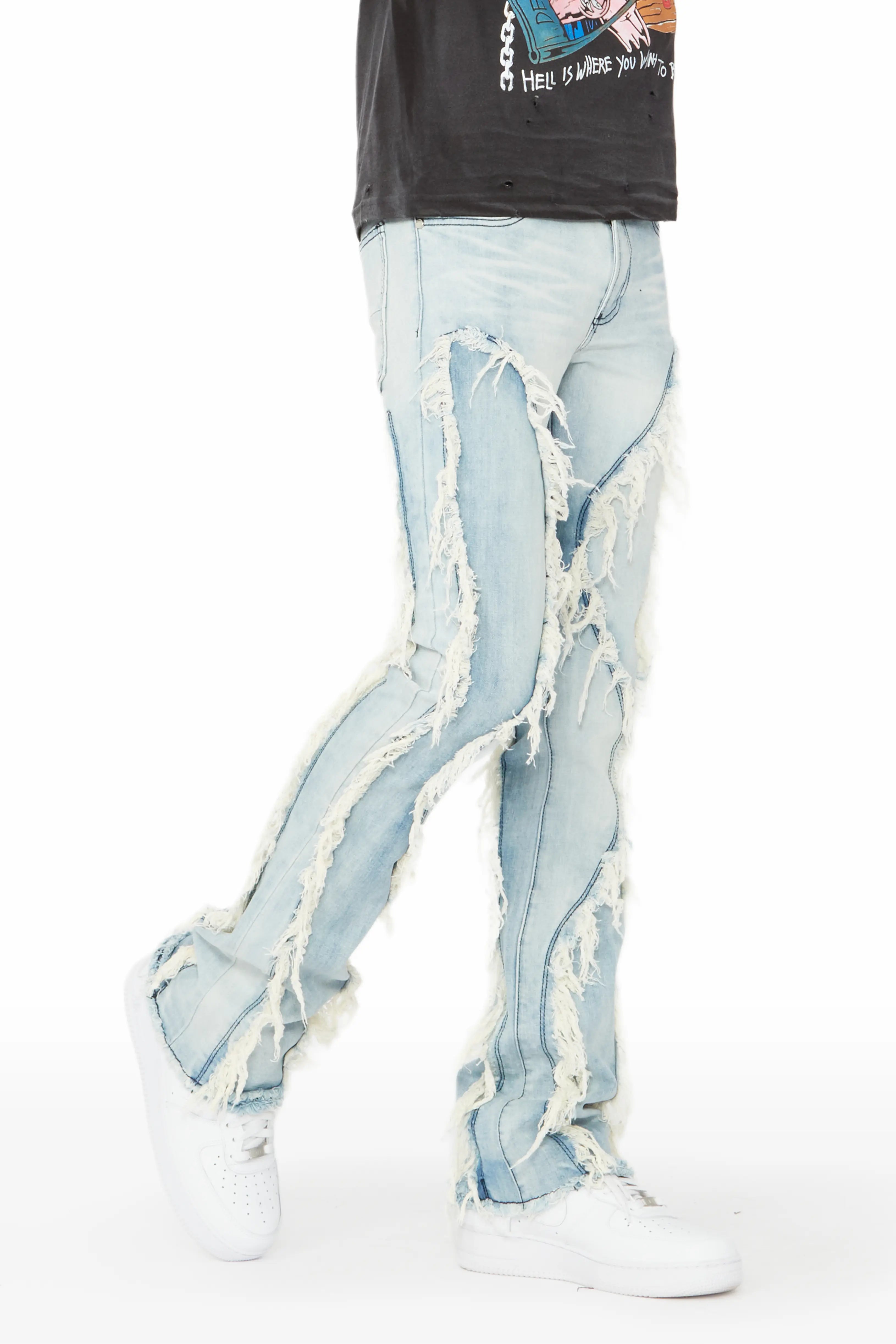 Tristan Blue Stacked Flare Jean Laid