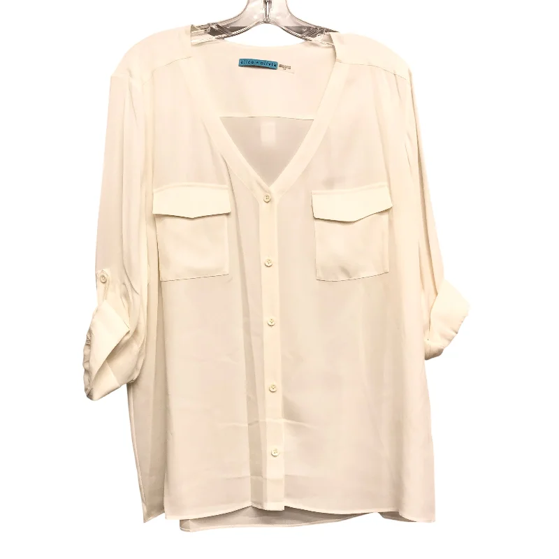 Top Ls Designer By Alice + Olivia In Cream, Size:L Luxurious Men's High