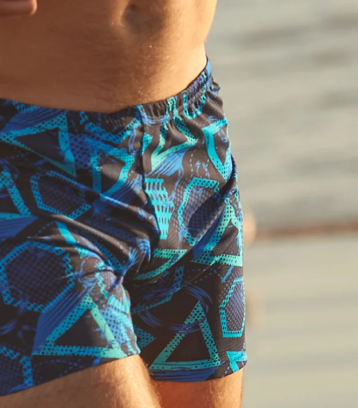 Blue Lagoon Tan Through Swim Shorts Tough Men's Tactical