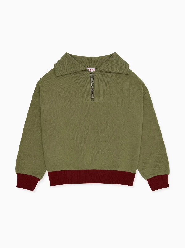 Olive Laza Contrast Kids Sweatshirt Relaxed Men's Australian 