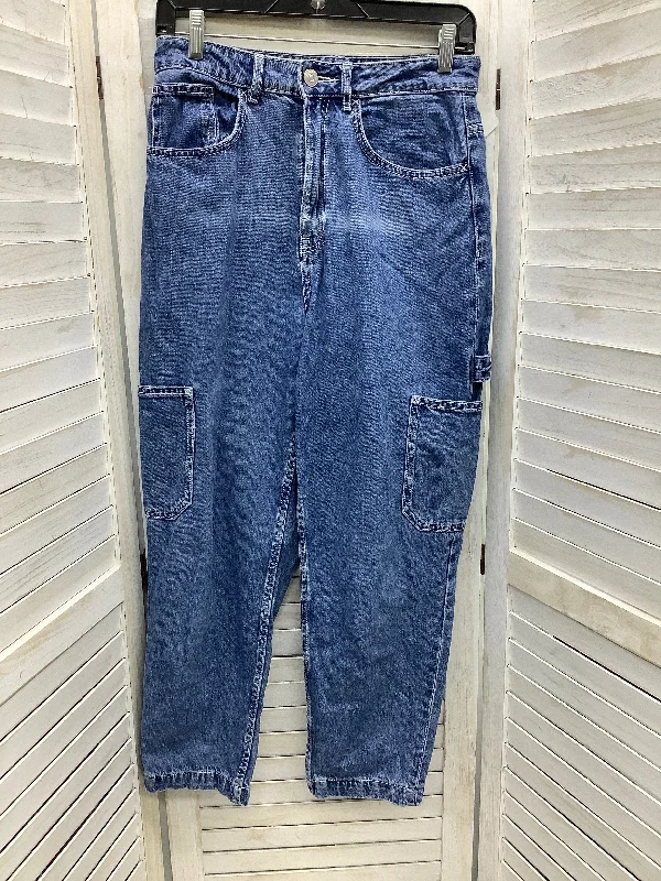 Blue Denim Jeans Straight Divided, Size 6 Trendy Men's Oversized