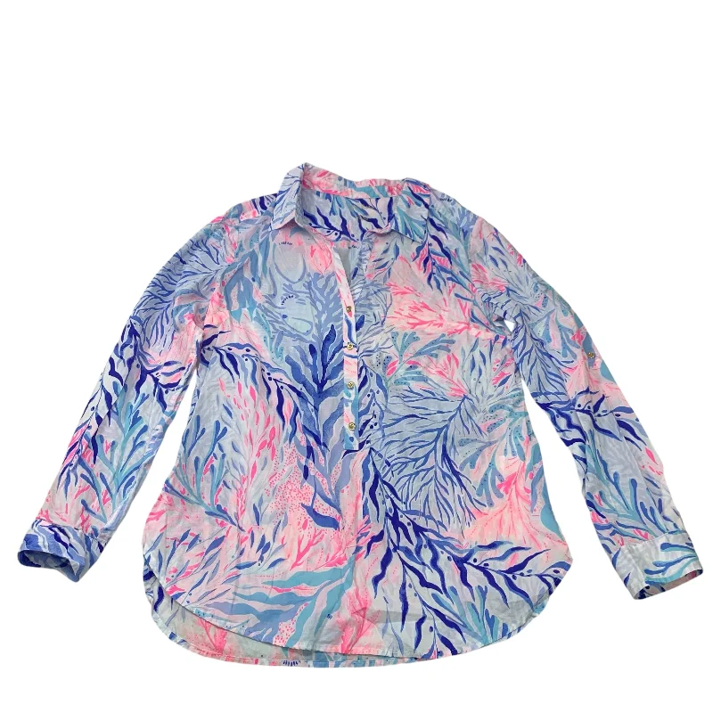 Top Long Sleeve Designer By Lilly Pulitzer In Blue & Pink, Size: M Dynamic Men's Glow