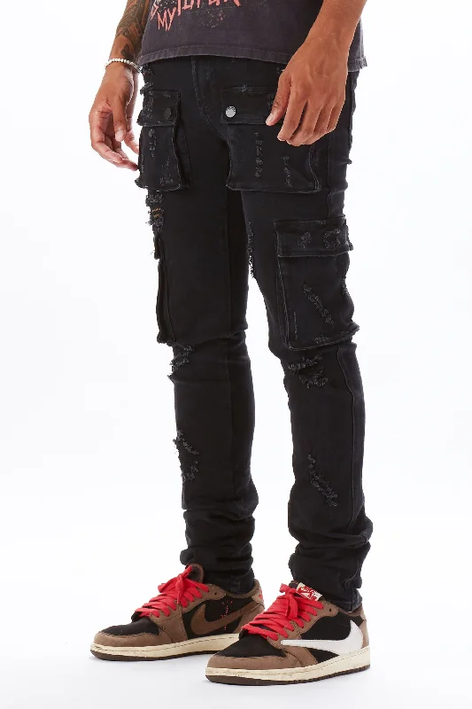 Kap Black Cargo Jean Dapper Men's Bow